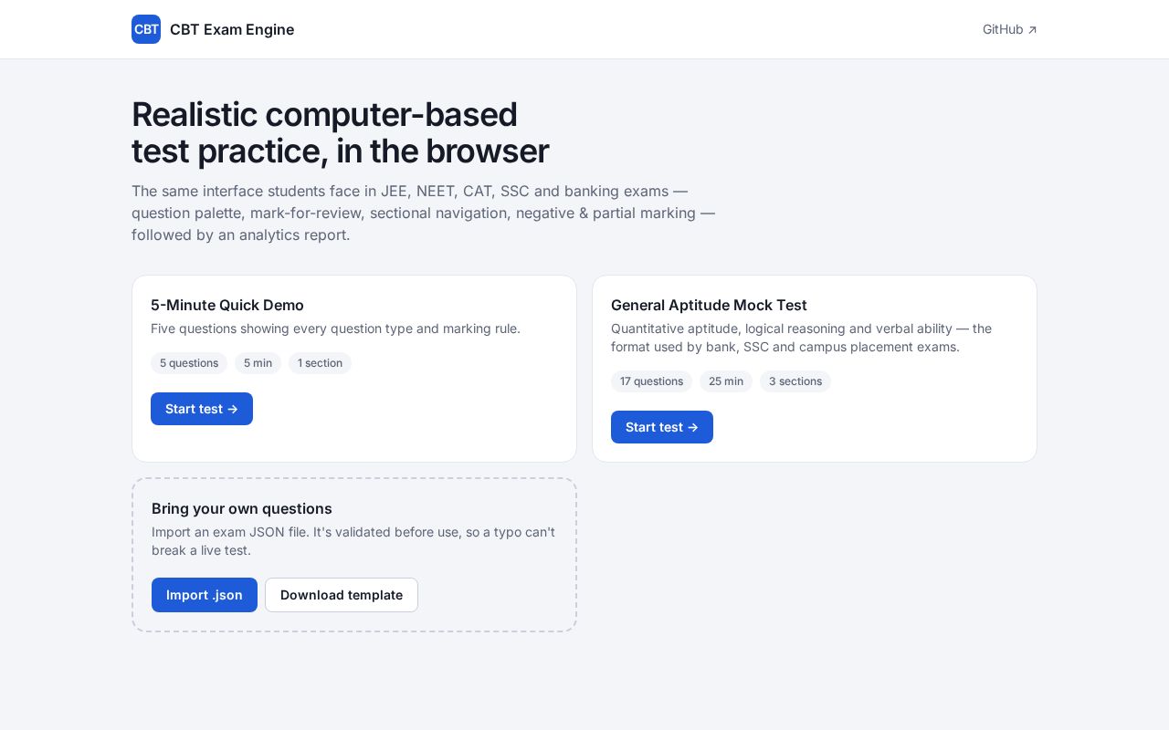 Preview of Cbt Exam Engine