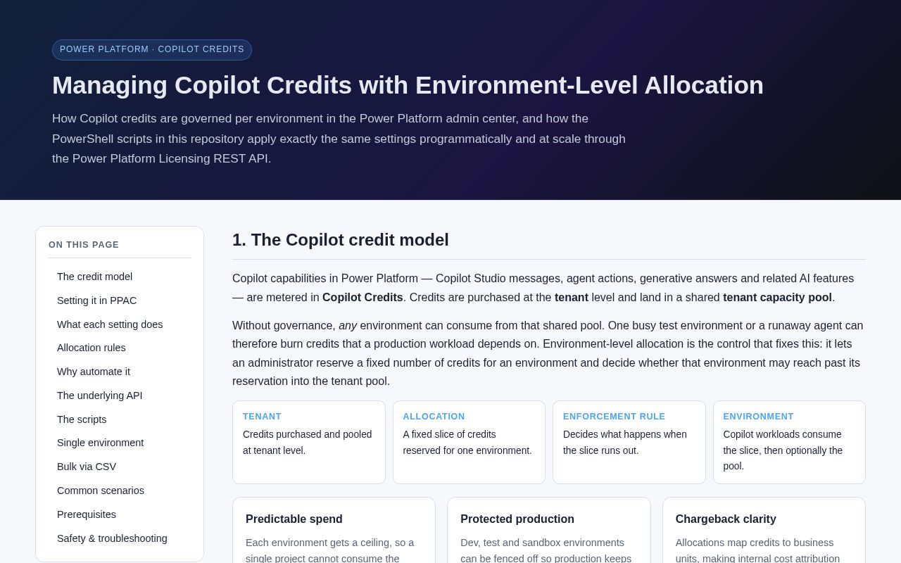 Preview of PowerPlatform Credit Allocation Scripts