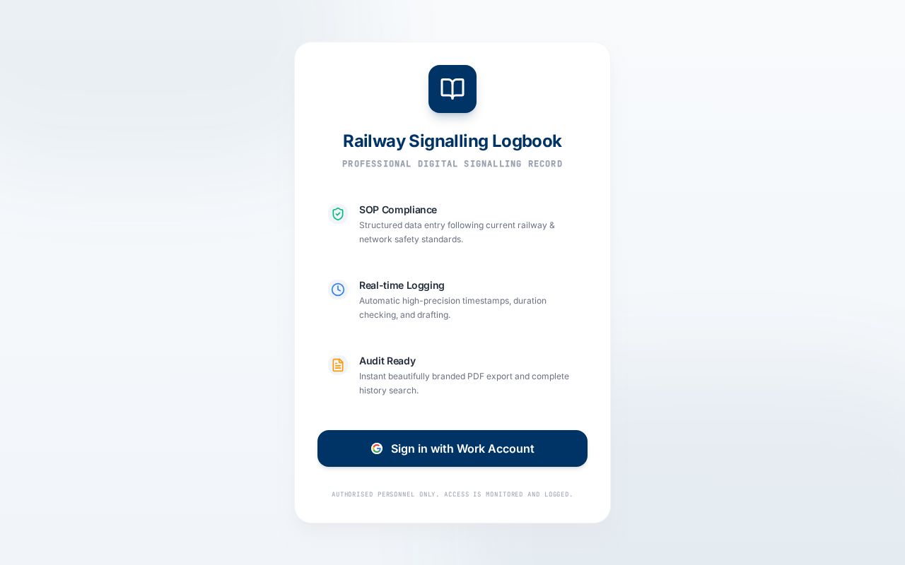 Preview of Signalling Logbook