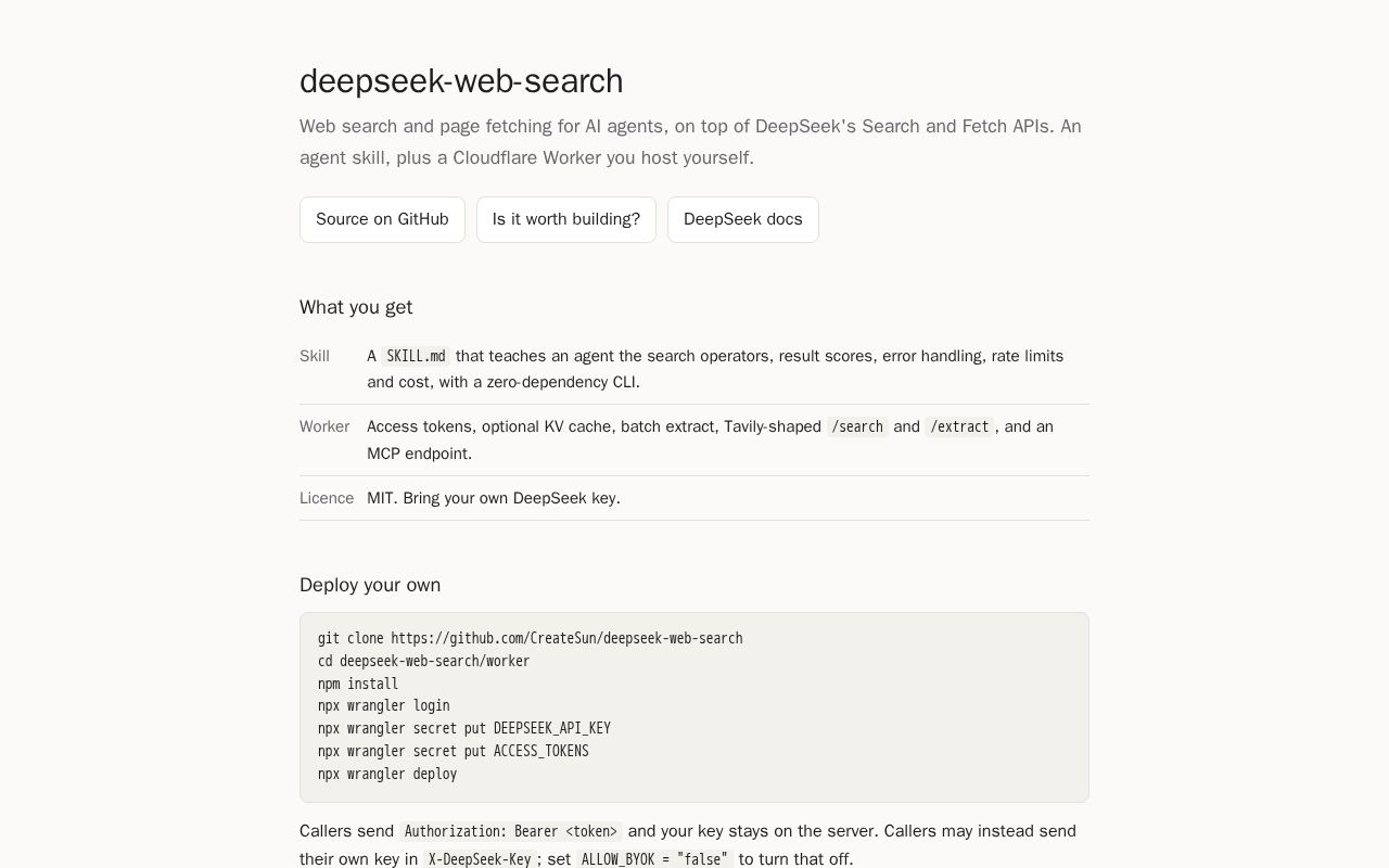 Preview of Deepseek Web Search