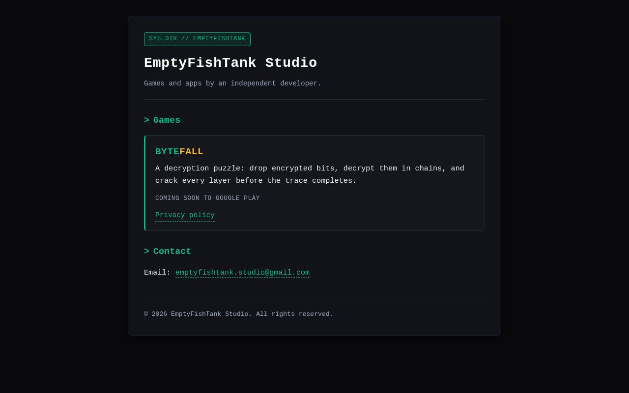 Preview of EmptyFishTank JB Github Io