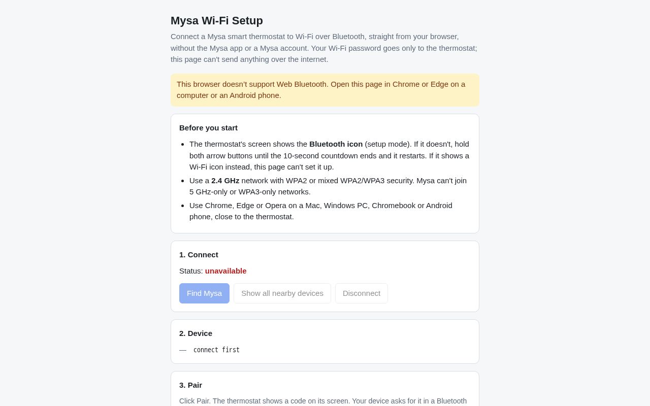 Preview of Mysa Wifi Setup