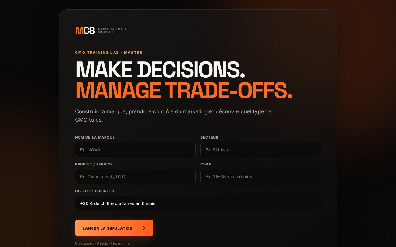 Preview of Marketing Case Simulator