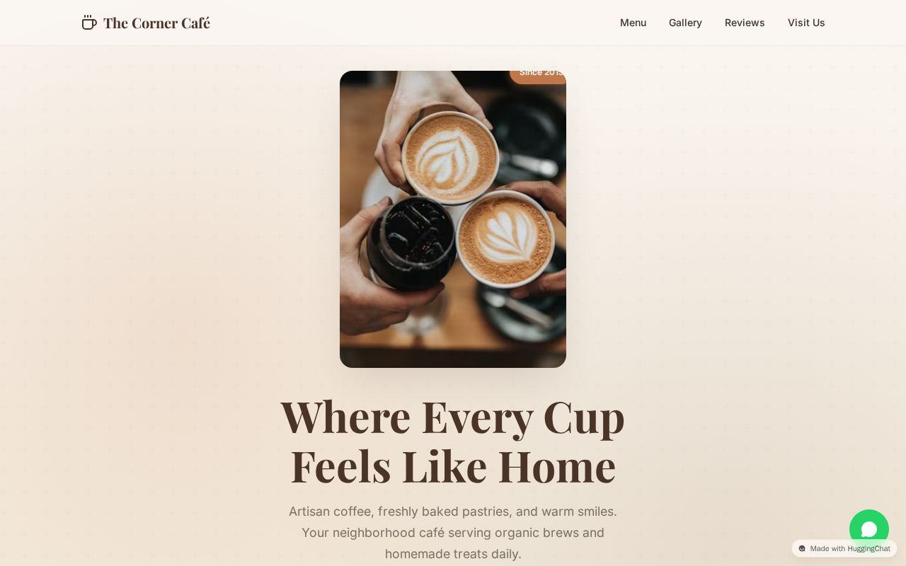 Preview of The Corner Café — Local Business Website