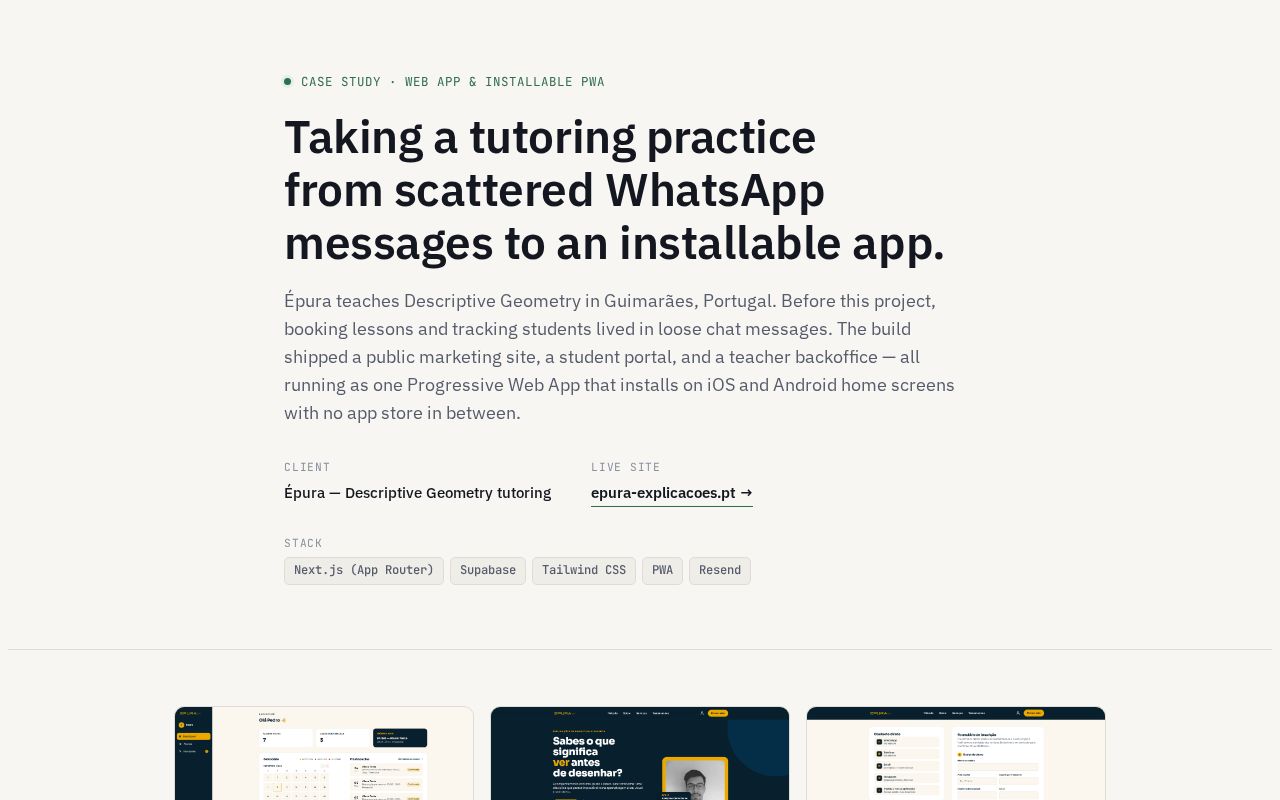 Preview of Epura Fullstack Website App