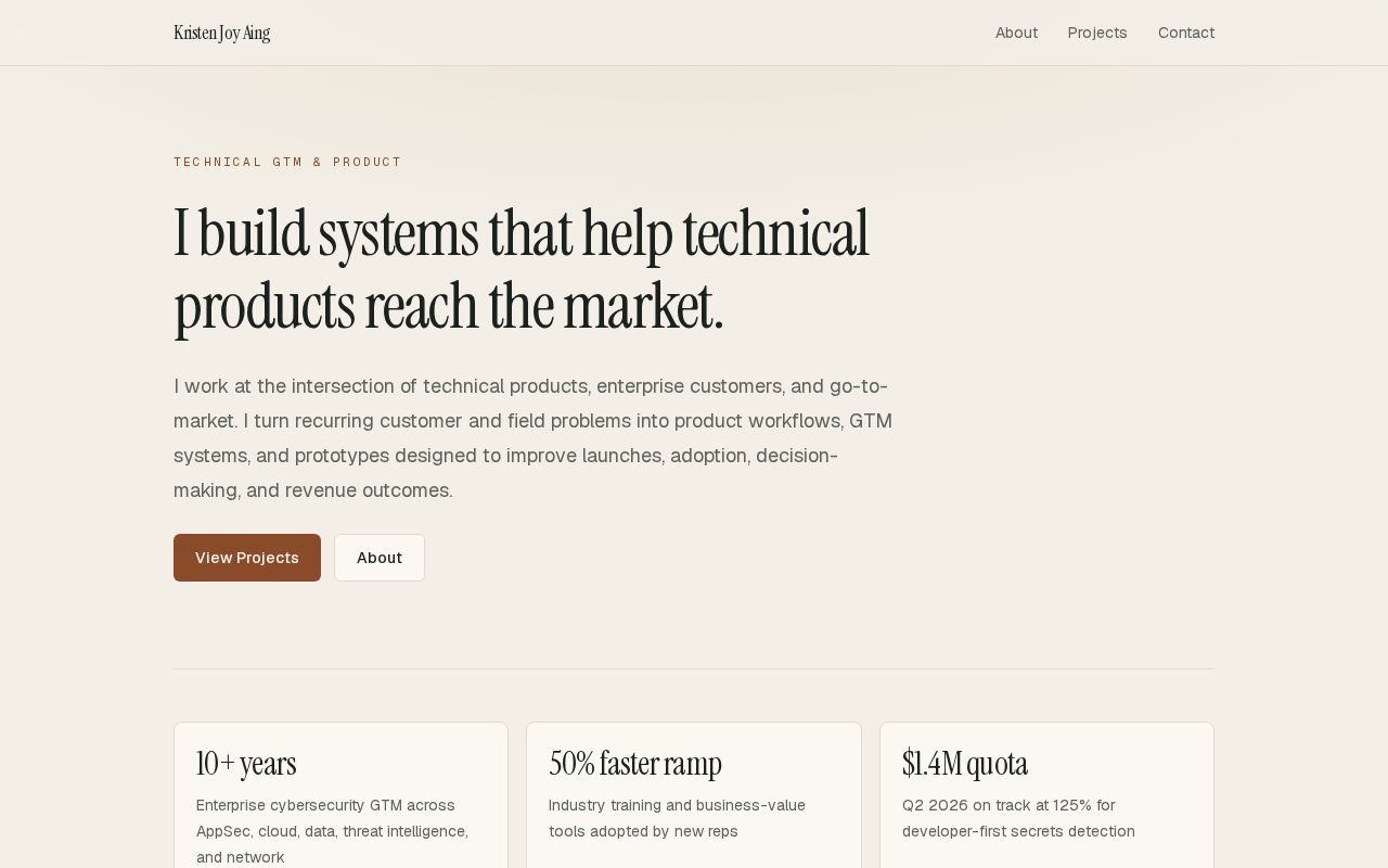 Preview of Personal portfolio and security GTM app prototype