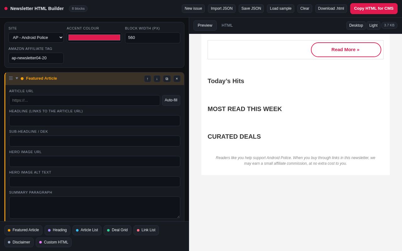 Preview of Newsletter HTML Builder