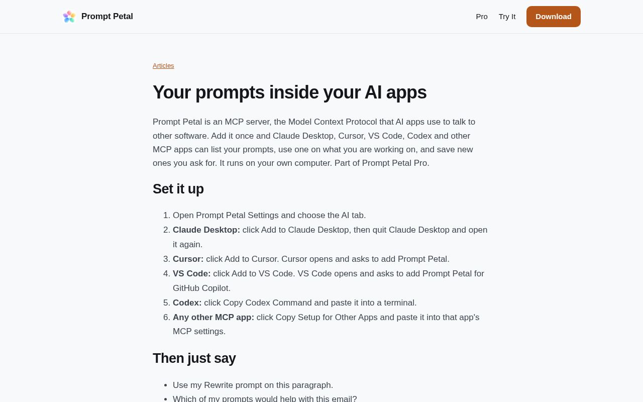 Preview of Promptpetal Mcp