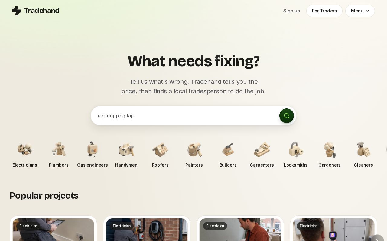 Preview of Tradehand: Book a Local Trader Near You