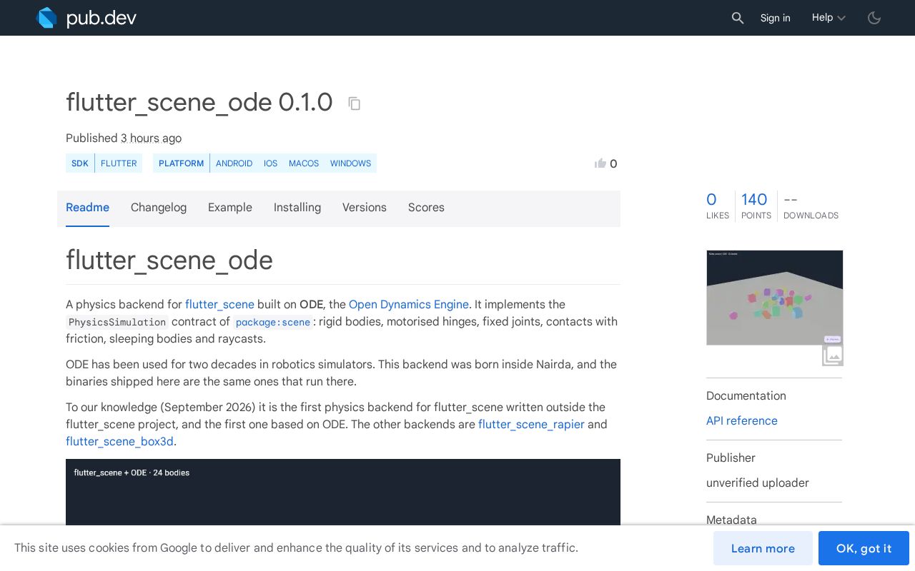 Preview of Flutter Scene Ode