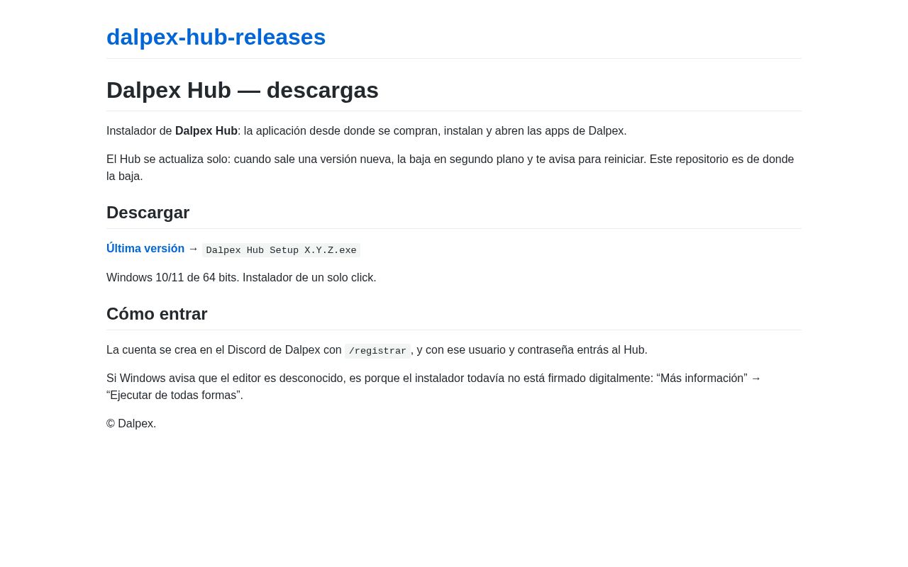 Preview of Dalpex Hub Releases
