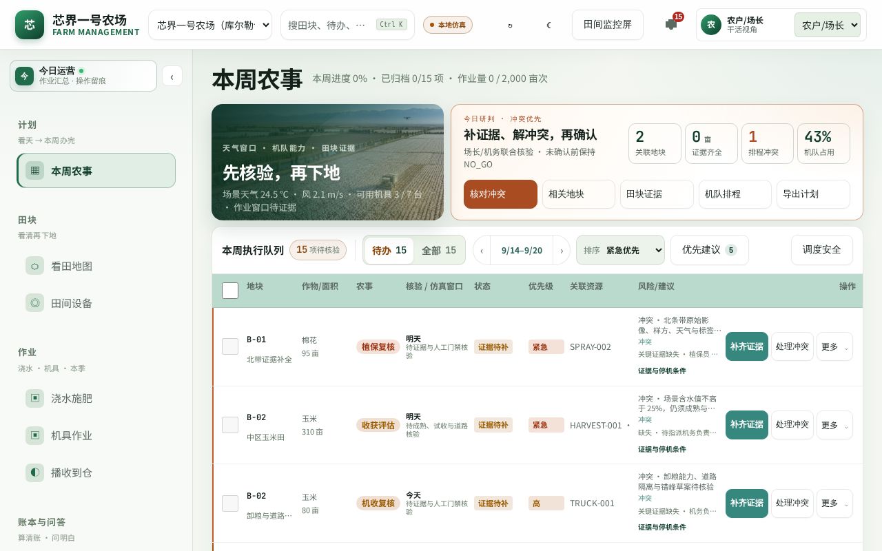 Preview of 一级芯界 AI Farm OS — Unified Mainline