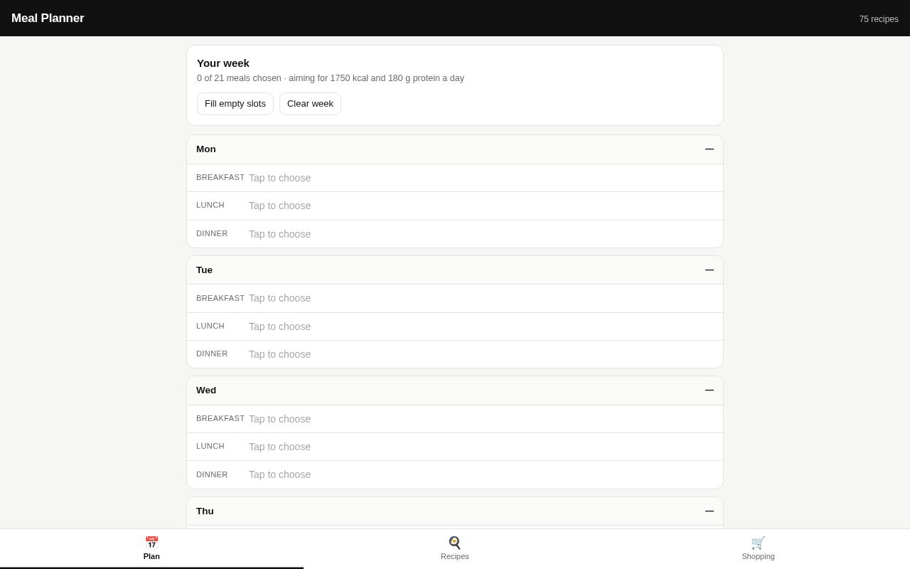 Preview of Meal Planner