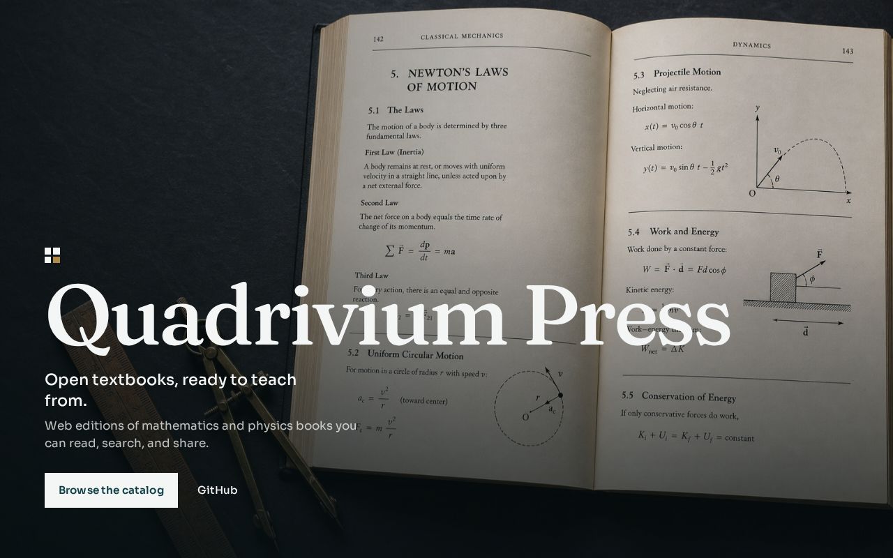 Preview of Quadrivium Press — organization GitHub Pages site