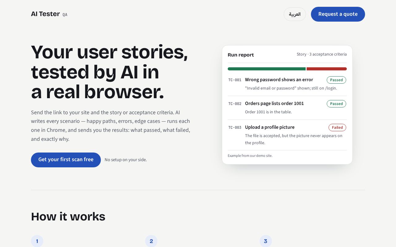 Preview of Ai Tester Page