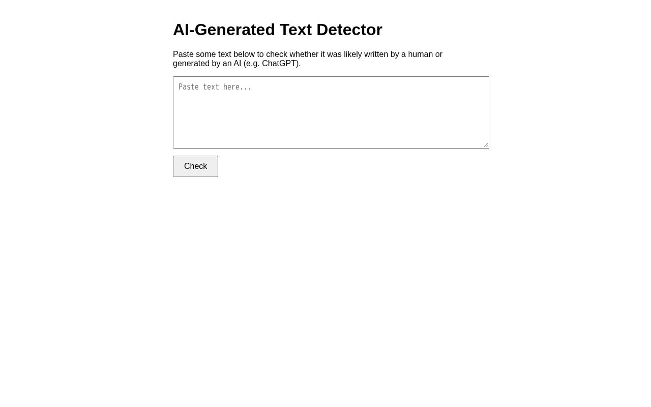 Preview of Generated Text Detector App