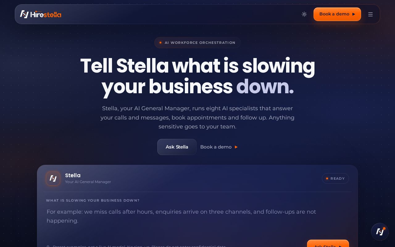 Preview of HireStella Landing