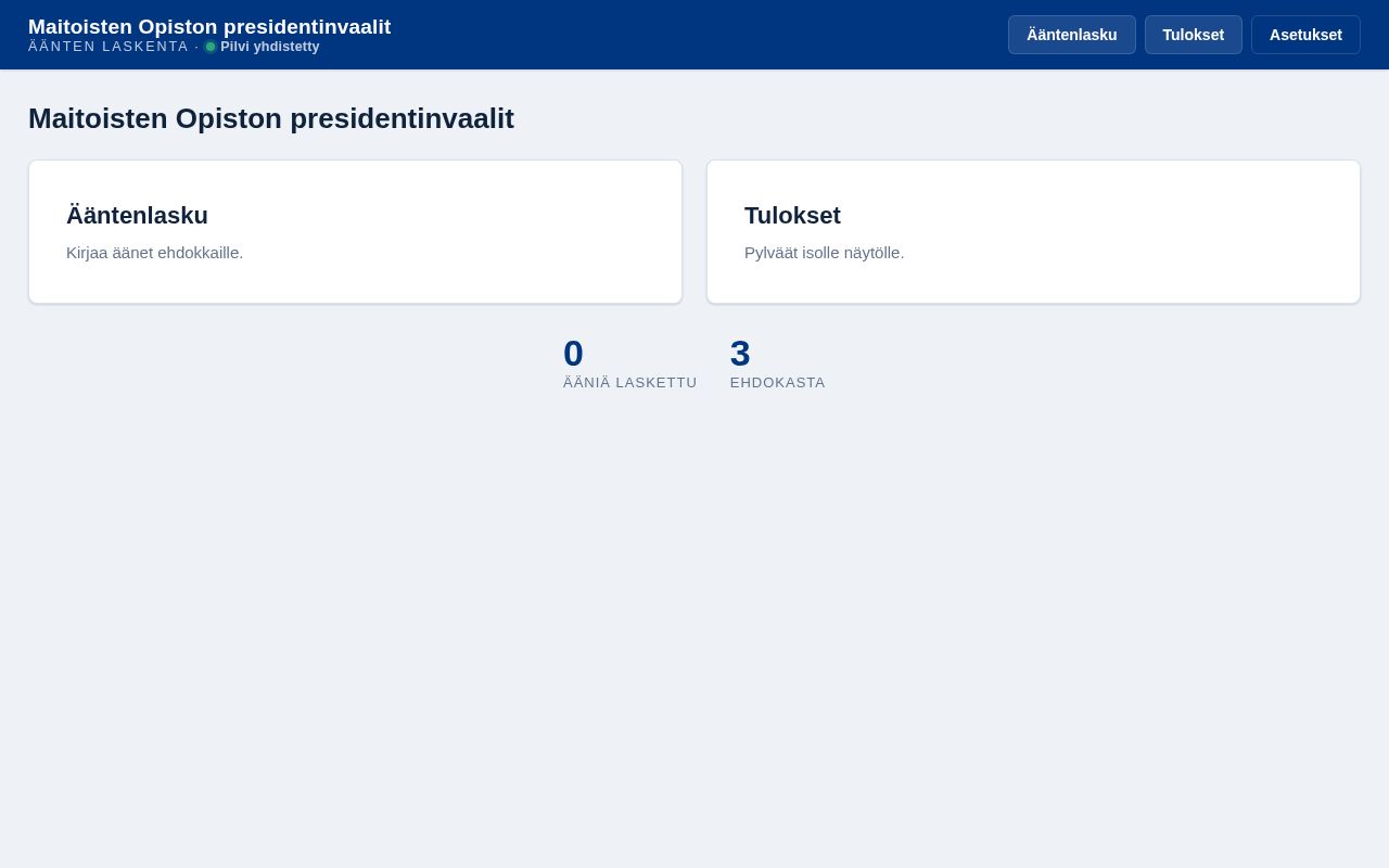 Preview of Maitoisten Opiston presidentinvaalit