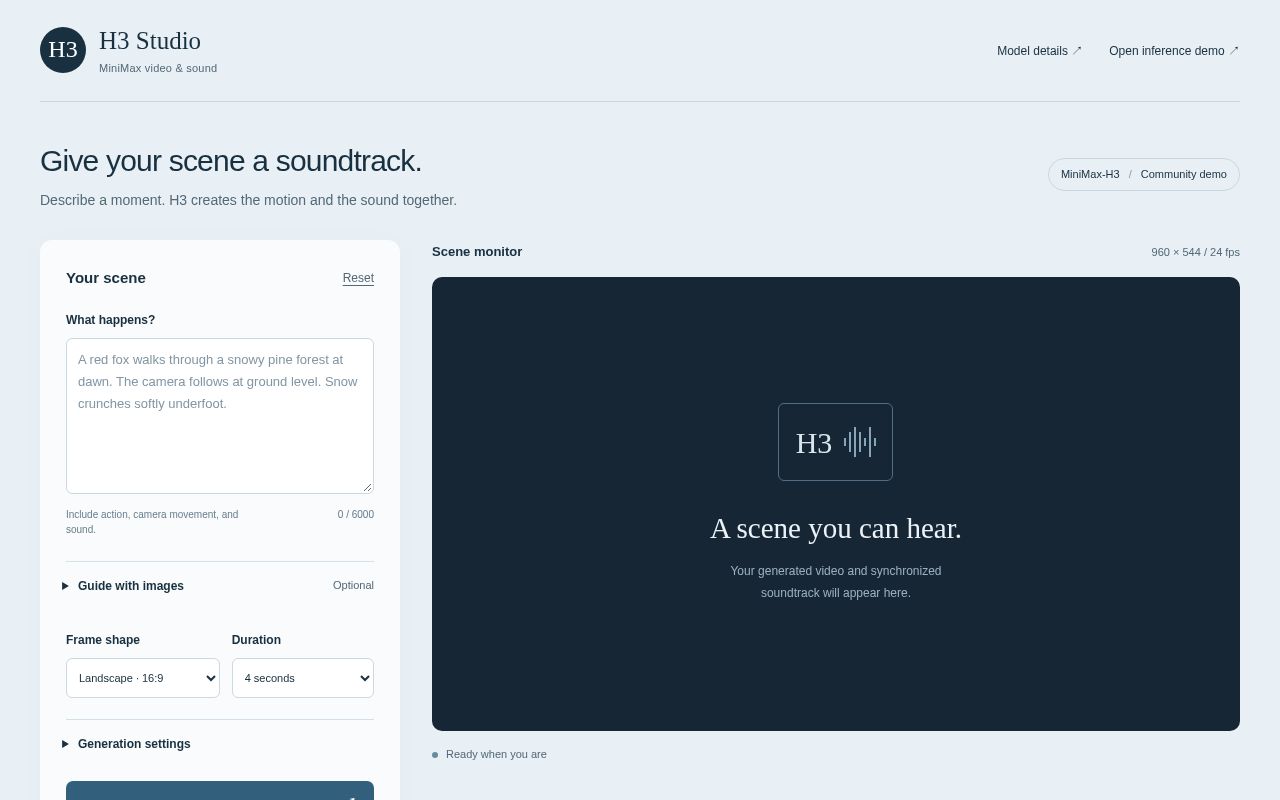 Preview of MiniMax H3 Studio