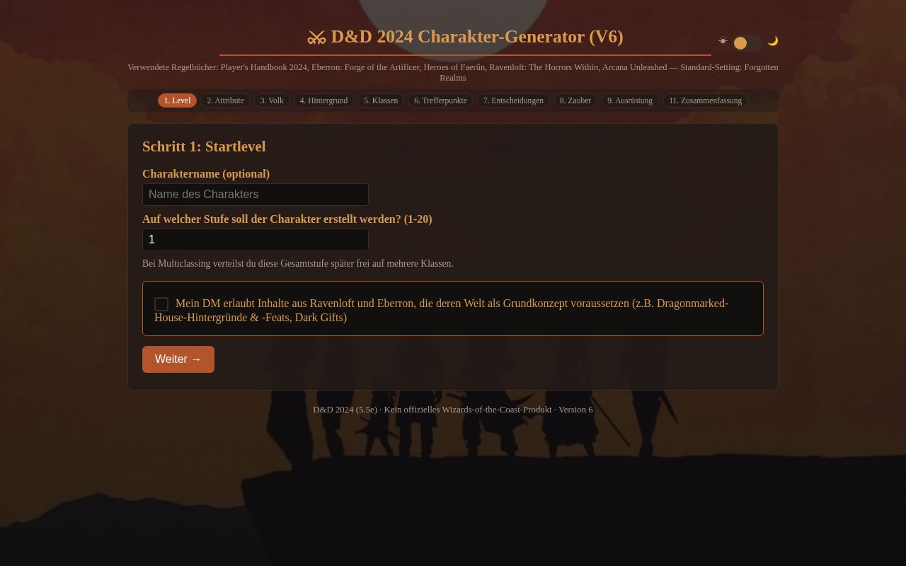 Preview of DnD 5 5e Charakter Generator