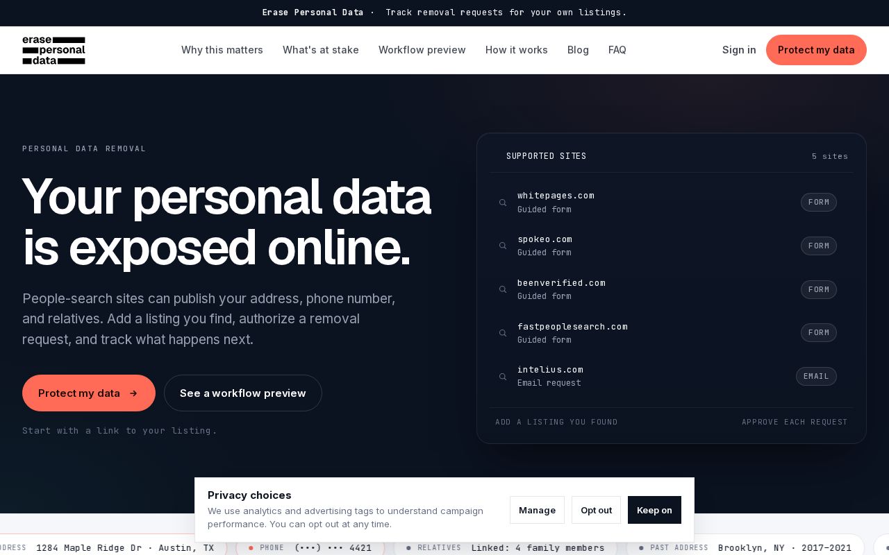 Preview of Erase Personal Data