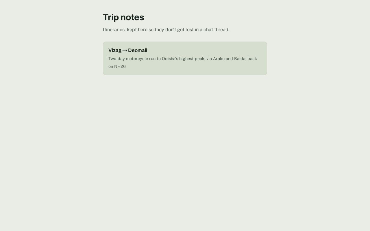 Preview of My Trips Iteneries