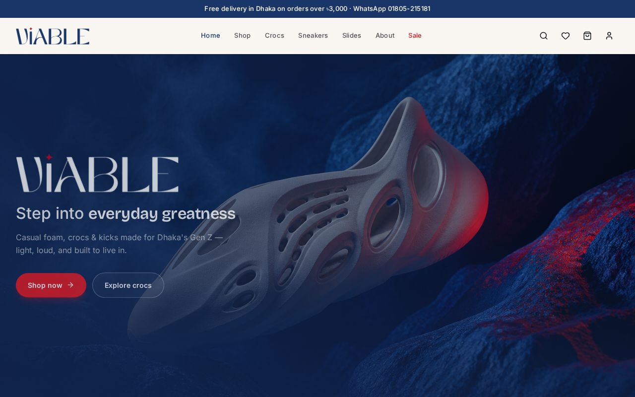 Preview of Viable footwear website