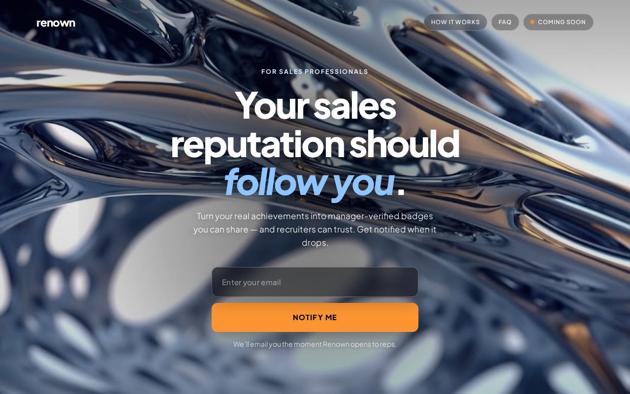 Preview of Public waitlist landing page for Renown