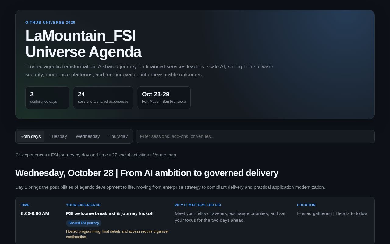 Preview of LaMountain_FSI Universe Agenda