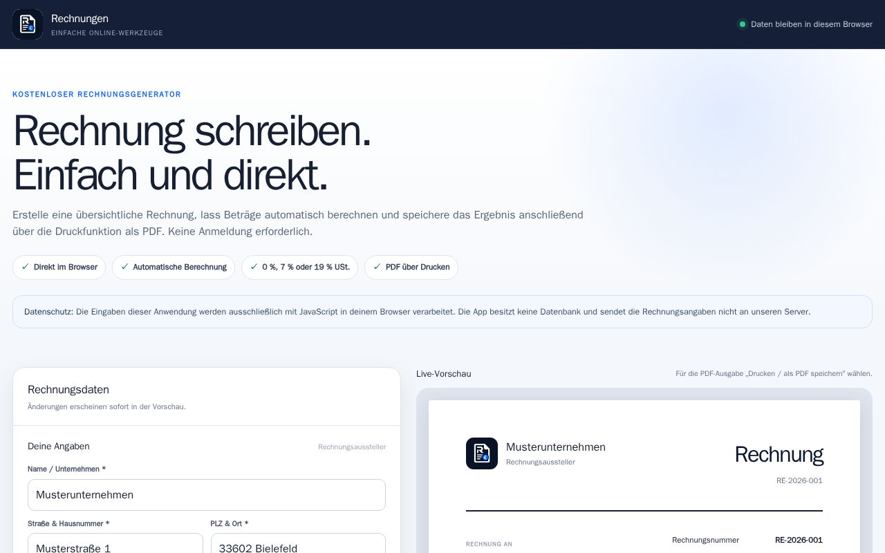 Preview of Rechnung Schreiben