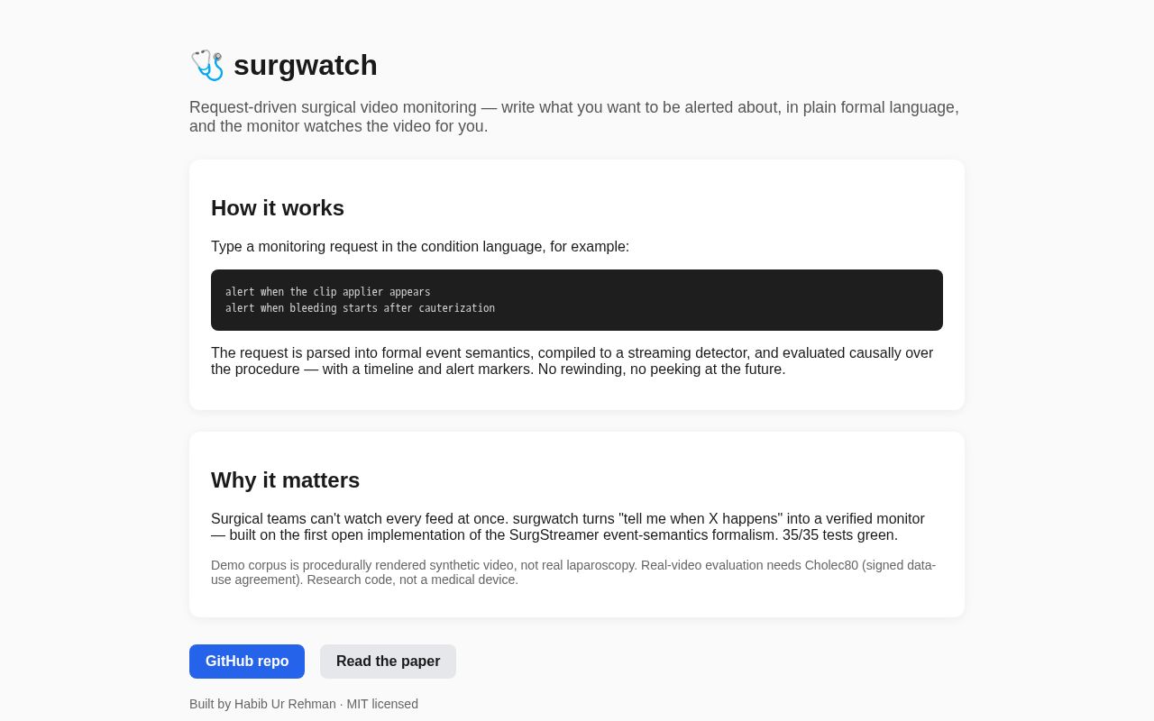 Preview of surgwatch demo