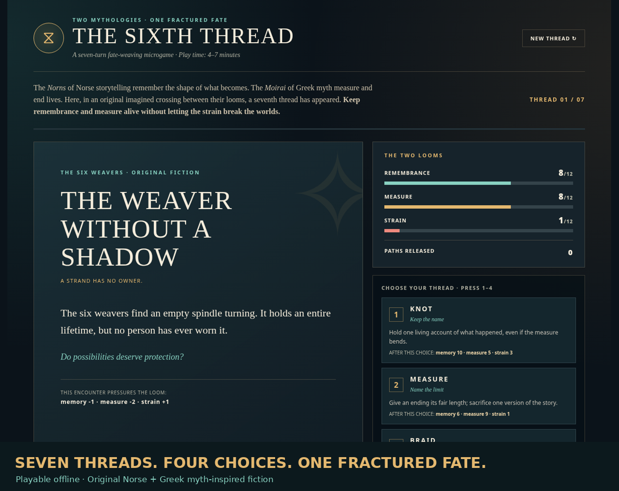 Preview of The Sixth Thread — A Norse × Greek Fate-Weaving Microgame