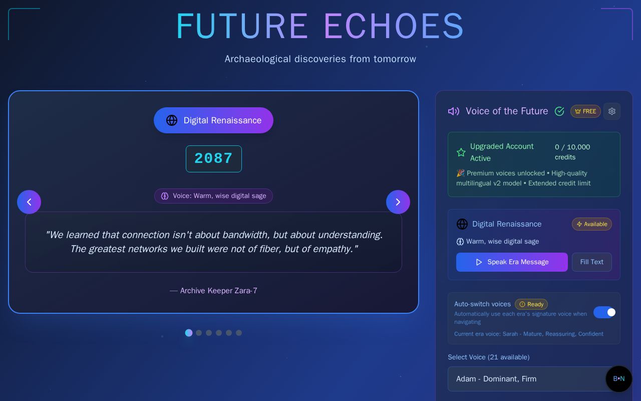 Preview of FUTURE ECHOES Archaeological discoveries from tomorrow