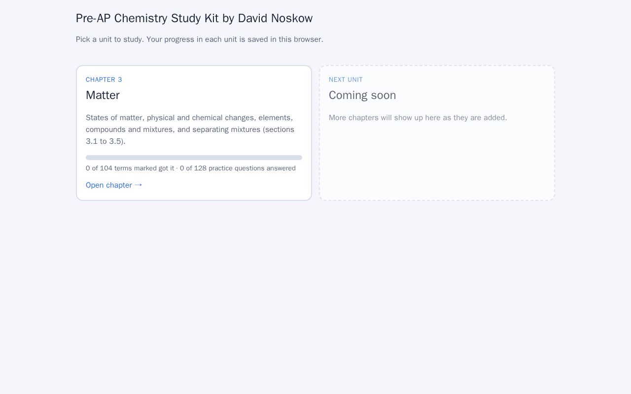 Preview of Pre AP Chemistry Study Kit