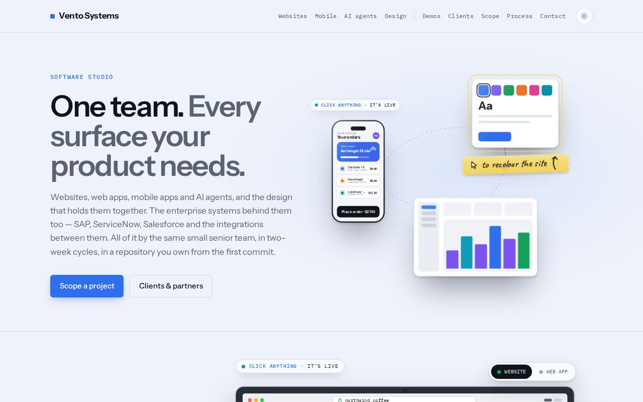 Preview of Vento Systems website — ventosystems.com