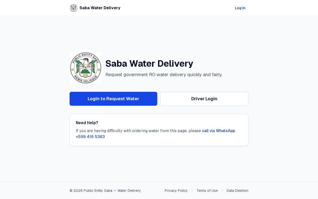 Preview of Government RO water delivery request and driver dispatch system for Saba