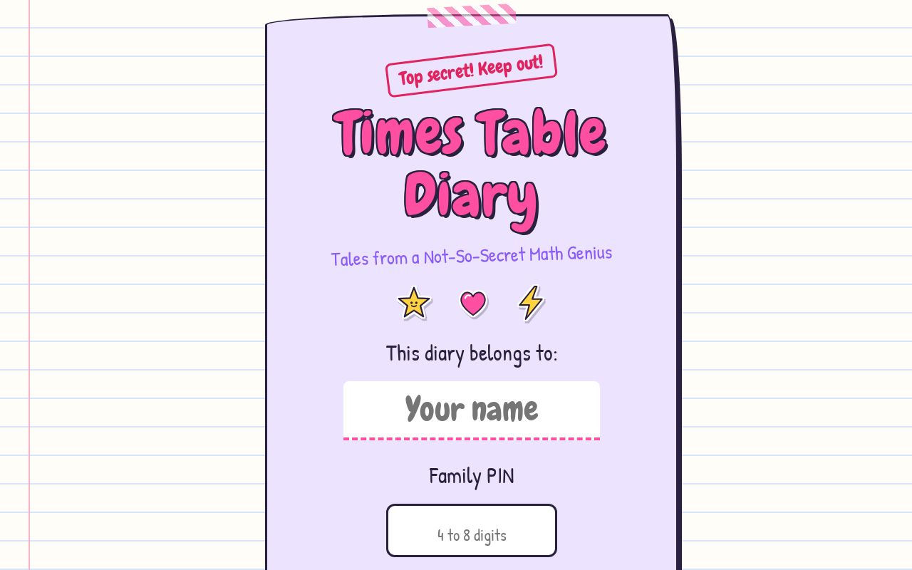 Preview of Times Table Diary