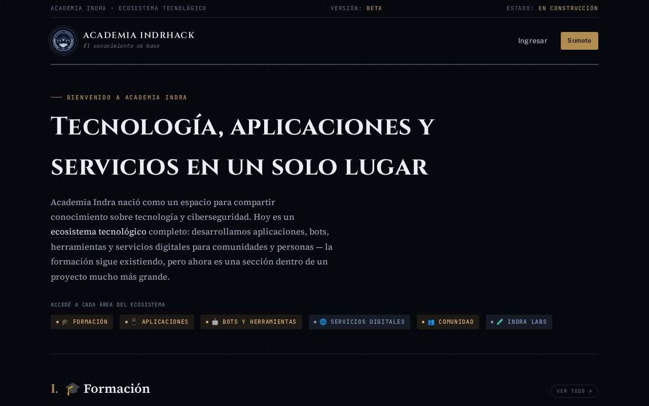 Preview of Vista previa del rediseño de Academia Indra