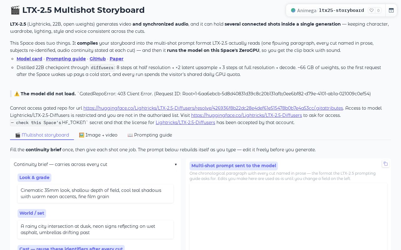 Preview of LTX-2.5 Multishot Storyboard