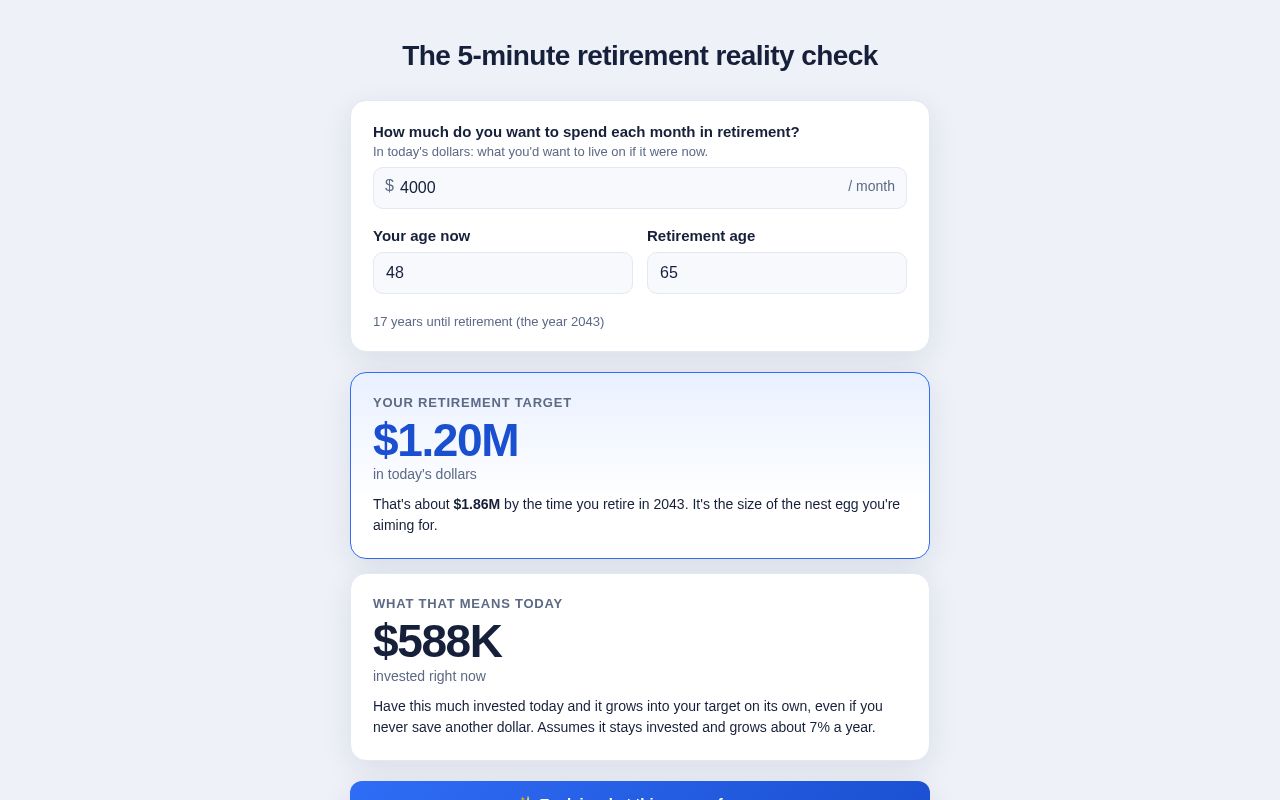 Preview of The 5-minute retirement reality check