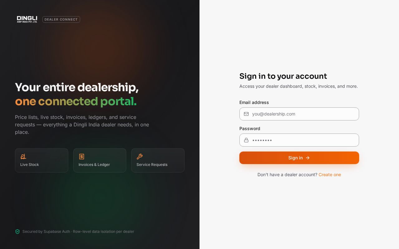Preview of Dingli India Dealer Connect Portal
