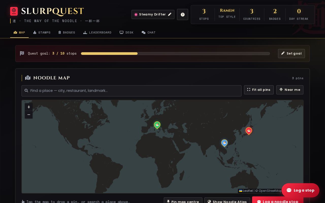 Preview of An interactive digital passport where you track and rank noodle dishes across the globe.