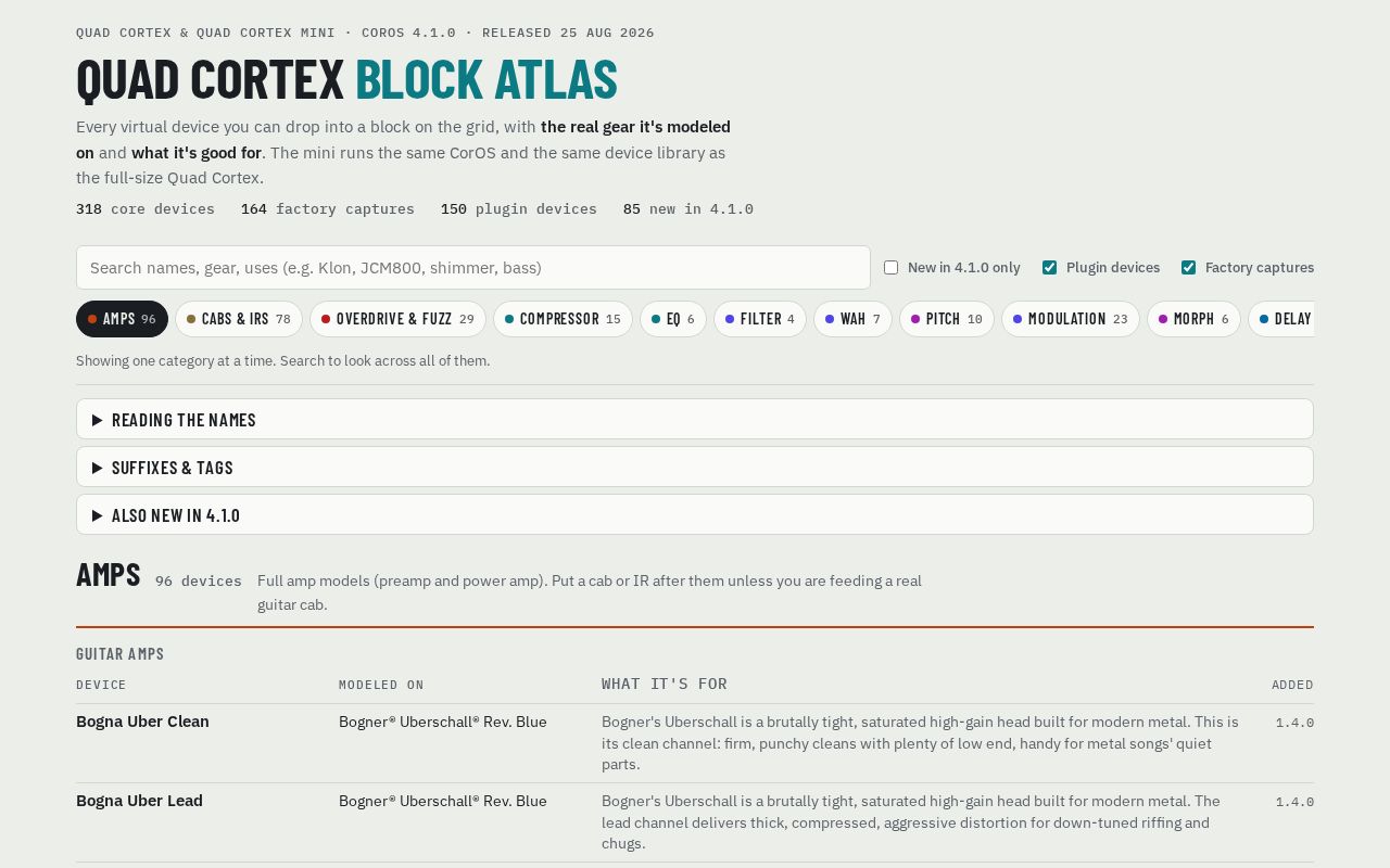 Preview of Quad Cortex Block Atlas