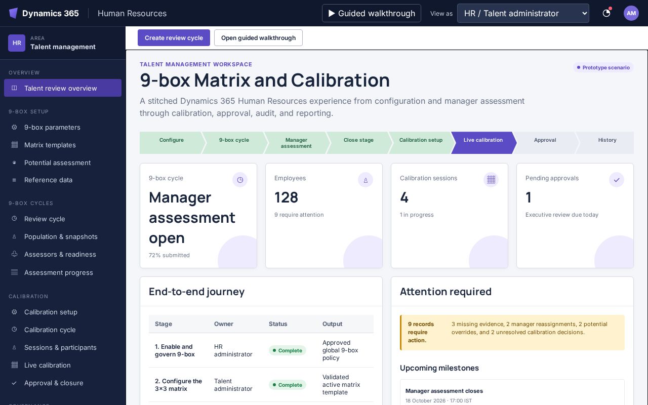 Preview of Dynamics365 Hr 9box Calibration Prototype