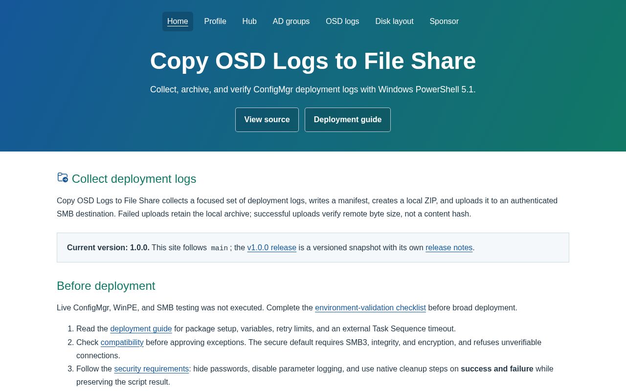 Preview of ConfigMgr OSD CopyOSDLogToFileShare