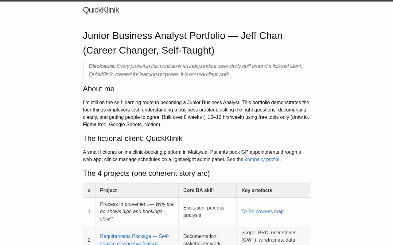 Preview of Junior Business Analyst Portfolio