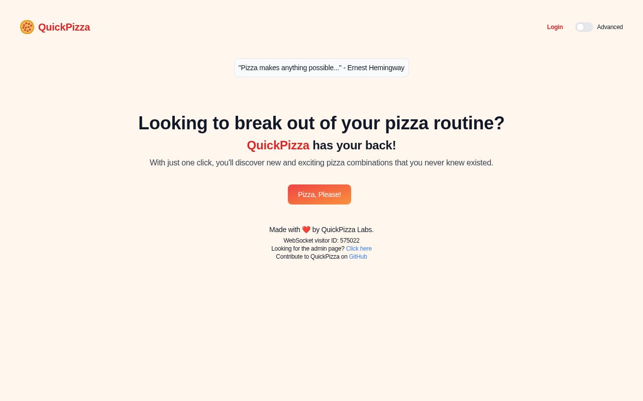 Preview of QuickPizza