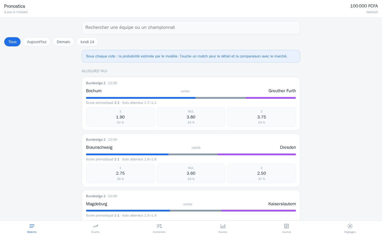 Preview of Pronostics Mobile