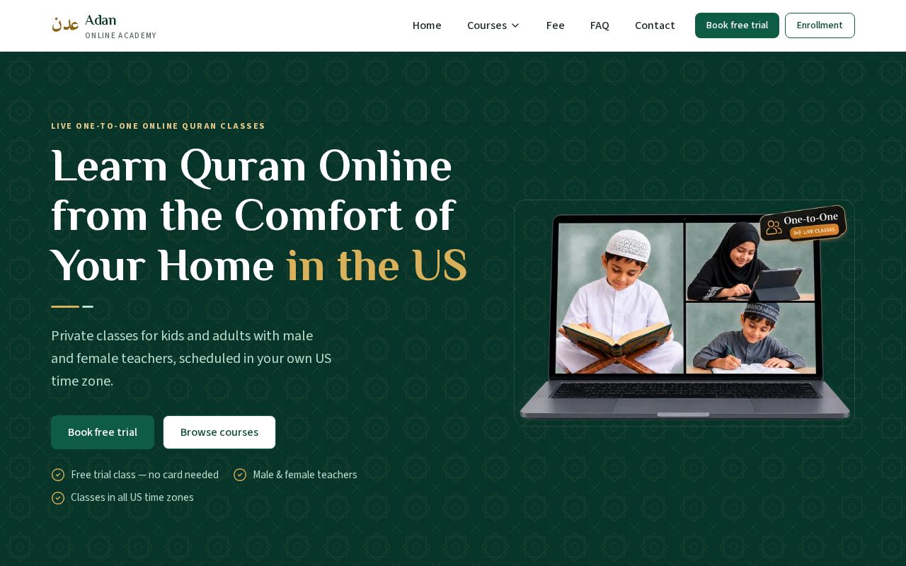 Preview of Online Quran Learning Platform