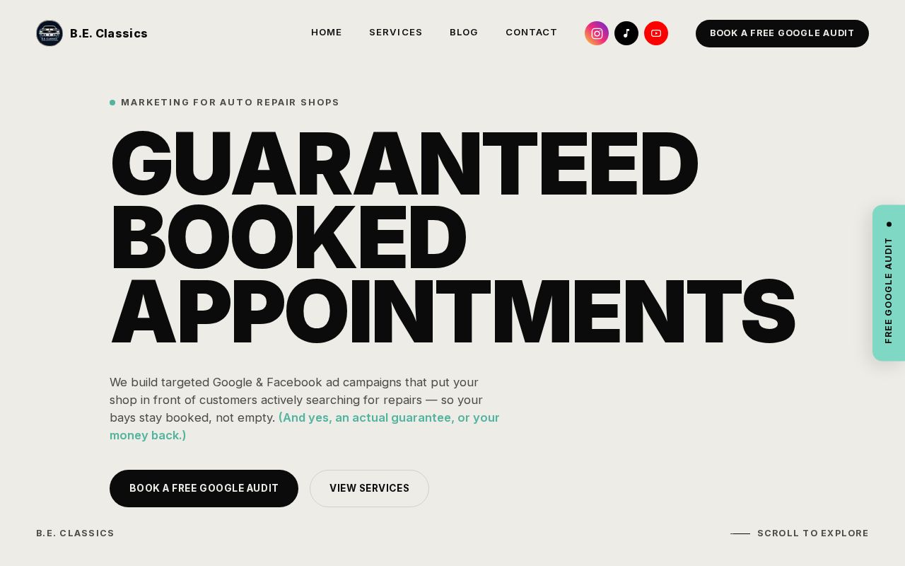 Preview of Be Classics Website